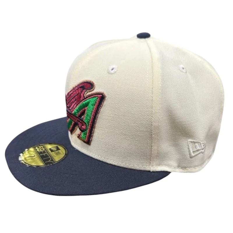 Los Angeles Angels Chorme and Navy 50th Anniversary Patch Green UV New Era 59FIFTY Fitted Hat