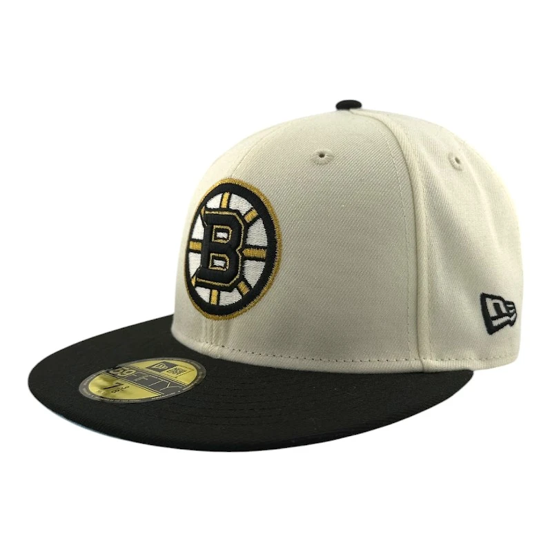 Boston Bruins Chrome and Black 90th Anni Patch Icy Blue UV NHL New Era 59FIFTY Fitted Hat