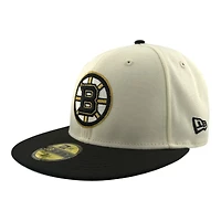 Boston Bruins Chrome and Black 90th Anni Patch Icy Blue UV NHL New Era 59FIFTY Fitted Hat