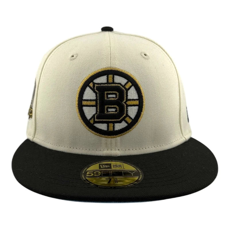 Boston Bruins Chrome and Black 90th Anni Patch Icy Blue UV NHL New Era 59FIFTY Fitted Hat