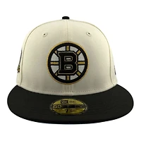 Boston Bruins Chrome and Black 90th Anni Patch Icy Blue UV NHL New Era 59FIFTY Fitted Hat