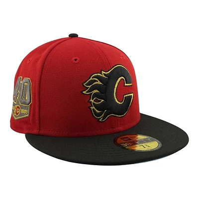 Calgary Flames Red and Black 40th Anni Patch Icy Blue UV NHL New Era 59FIFTY Fitted Hat