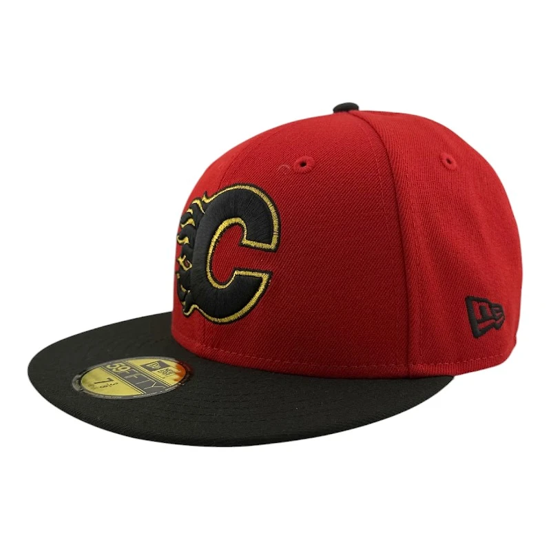 Calgary Flames Red and Black 40th Anni Patch Icy Blue UV NHL New Era 59FIFTY Fitted Hat