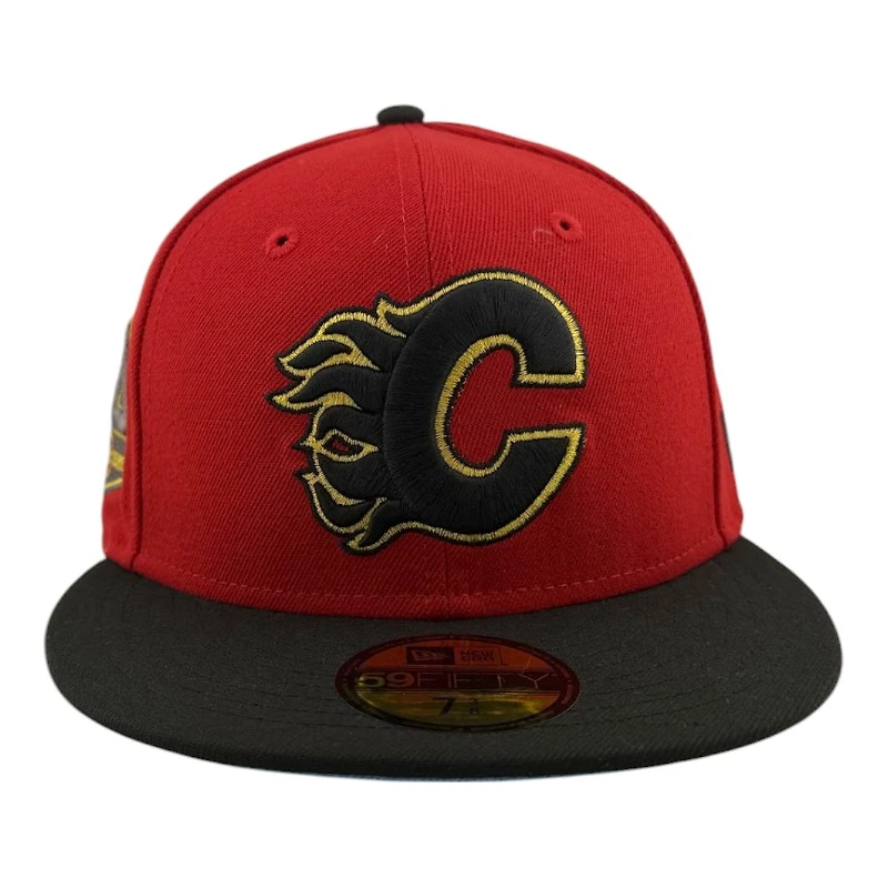 Calgary Flames Red and Black 40th Anni Patch Icy Blue UV NHL New Era 59FIFTY Fitted Hat
