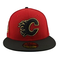 Calgary Flames Red and Black 40th Anni Patch Icy Blue UV NHL New Era 59FIFTY Fitted Hat