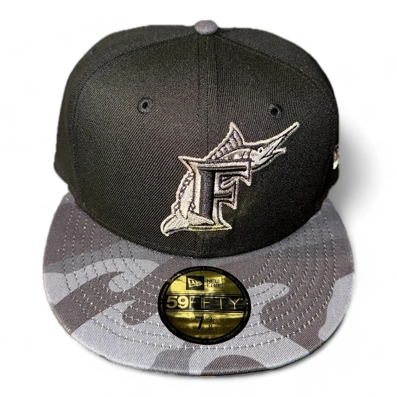 Florida Marlins Black and Camo Gray UV New Era 59FIFTY Fitted Hat