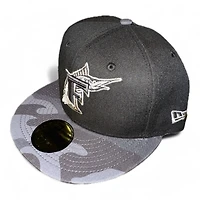 Florida Marlins Black and Camo Gray UV New Era 59FIFTY Fitted Hat
