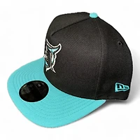 Florida Marlins Black and Teal Upside Down Gray UV New Era A-Frame Snapback Hat