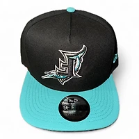 Florida Marlins Black and Teal Upside Down Gray UV New Era A-Frame Snapback Hat