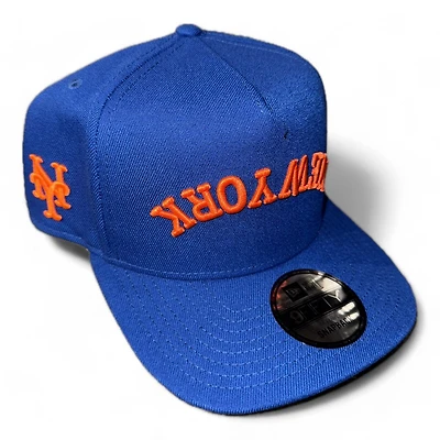 New York Mets Royal Blue and Orange Upside Down Gray UV New Era A-Frame Snapback Hat