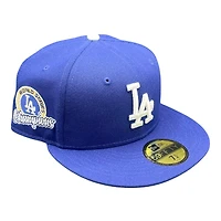 Los Angeles Dodgers Royal Blue 2024 World Series Champions Cursive Gray UV New Era 59FIFTY Fitted Hat