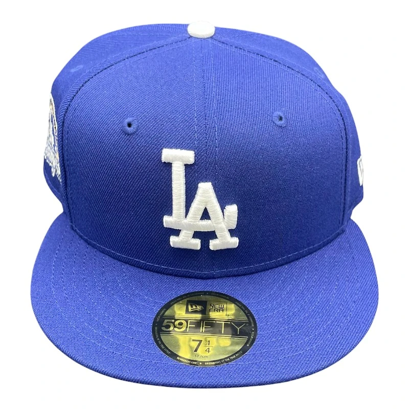 Los Angeles Dodgers Royal Blue 2024 World Series Champions Cursive Gray UV New Era 59FIFTY Fitted Hat