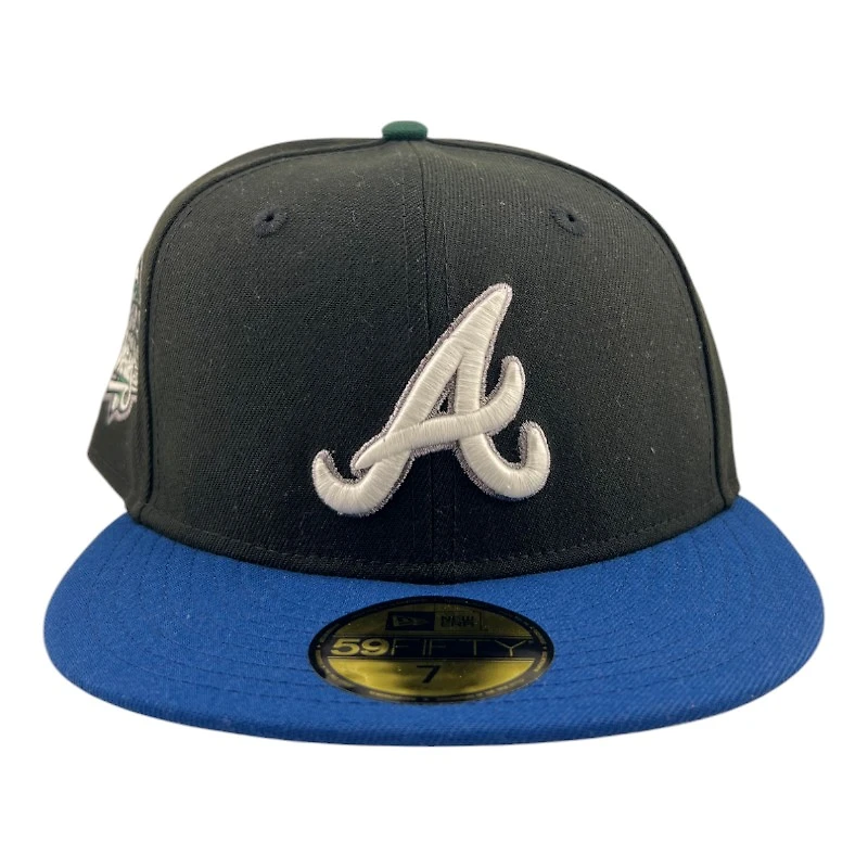 Atlanta Braves Black and Royal Blue 1999 WS Patch Gray UV New Era 59FIFTY Fitted Hat