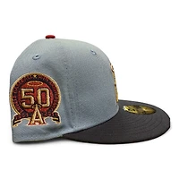 Los Angeles Angels Light Blue and Navy 50th Anni Patch Gray UV New Era 59FIFTY Fitted Hat