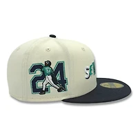 Seattle Mariners Chrome and Navy 24 Ken Griffey Jr Patch Gray UV New Era 59FIFTY Fitted Hat