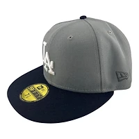 Los Angeles Dodgers Gray and Navy 75th World Series Patch Light Blue UV New Era 59FIFTY Fitted Hat