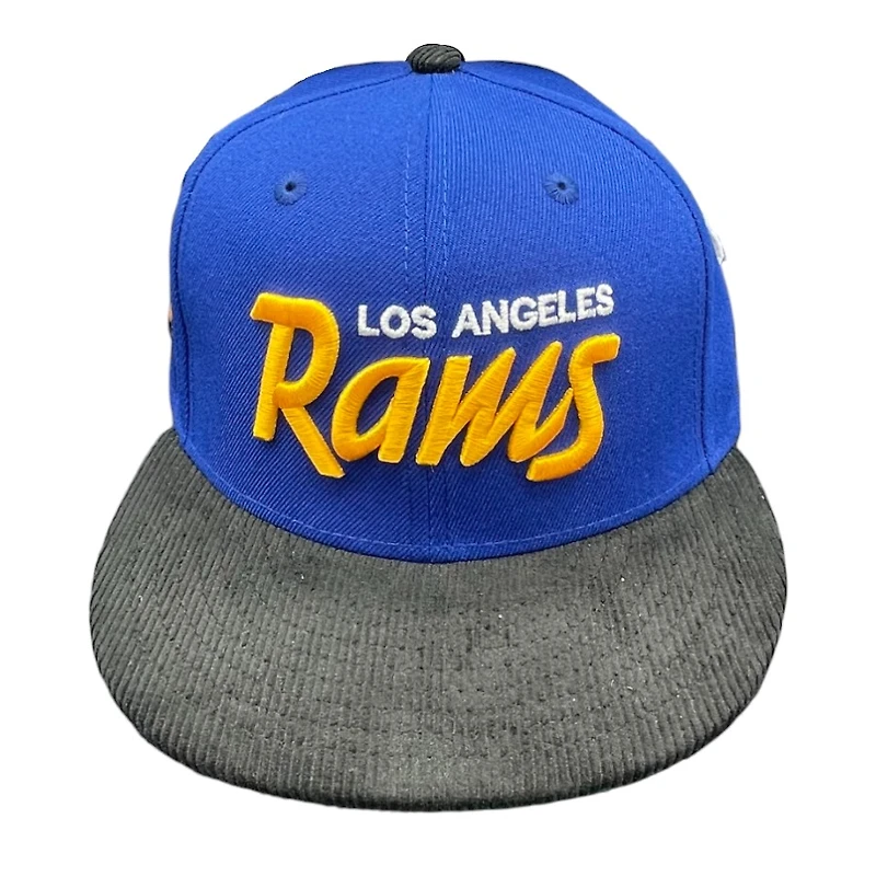 Los Angeles Rams Royal Blue Two Tone Corduroy Brim Helmet Patch Green UV 59FIFTY Fitted Hat