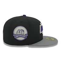 Los Angeles Kings Black and Gray 40th Anniversrary Patch Purple UV NHL New Era 59FIFTY Fitted Hat