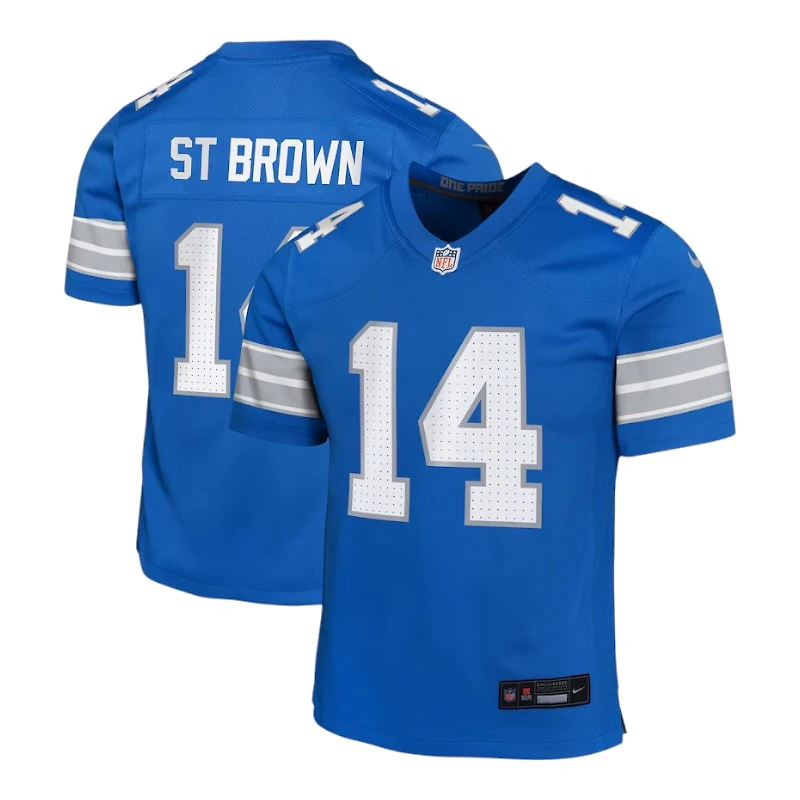 Youth Detroit Lions Amon-Ra St. Brown Blue Nike Game Jersey
