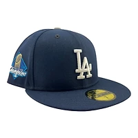 Los Angeles Dodgers Seashore Blue 2024 World Series Champions Patch Grey UV New Era 59FIFTY Fitted Hat