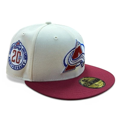 Colorado Avalanche Chrome and Burgundy 20th Anni Patch Gray UV New Era 59FIFTY Fitted Hat