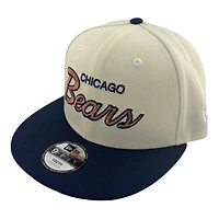 Youth Chicago Bears Chrome and Navy Script New Era 9FIFTY Snapback Hat
