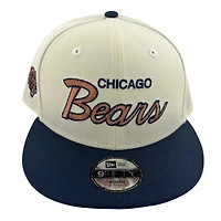 Youth Chicago Bears Chrome and Navy Script New Era 9FIFTY Snapback Hat