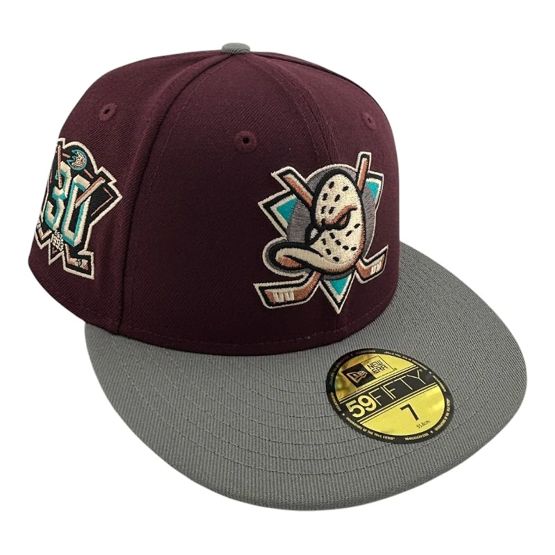 Anaheim Ducks Maroon and Gray 30th Anniversary Patch UV NHL New Era 59FIFTY Fitted Hat