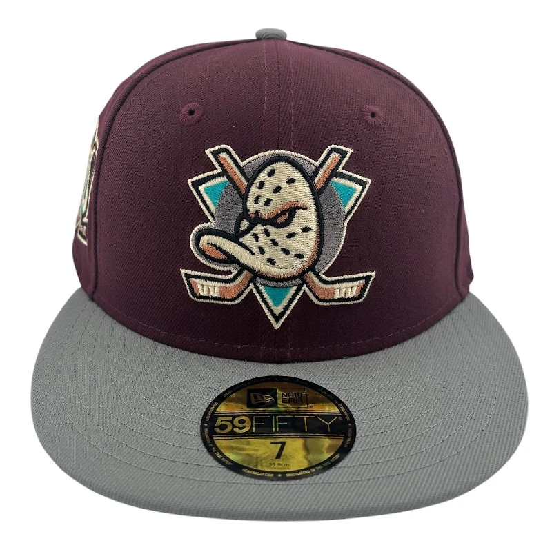 Anaheim Ducks Maroon and Gray 30th Anniversary Patch UV NHL New Era 59FIFTY Fitted Hat