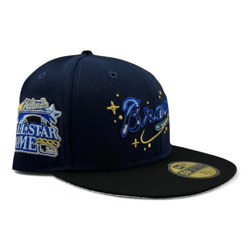 Atlanta Braves Navy and Black Star Galaxy Cappy 2000 ASG Patch Pink UV New Era 59FIFTY Fitted Hat