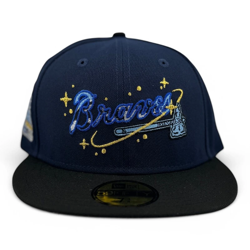 Atlanta Braves Navy and Black Star Galaxy Cappy 2000 ASG Patch Pink UV New Era 59FIFTY Fitted Hat