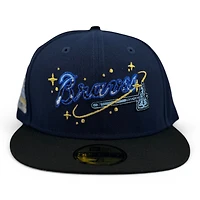 Atlanta Braves Navy and Black Star Galaxy Cappy 2000 ASG Patch Pink UV New Era 59FIFTY Fitted Hat