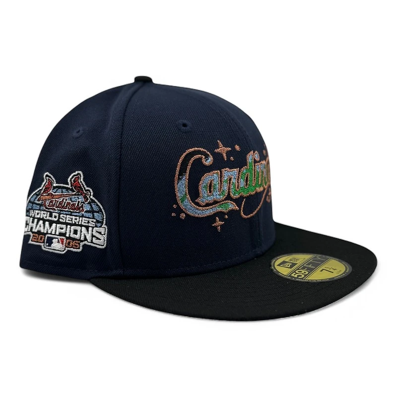 St. Louis Cardinals Navy and Black Star Galaxy Cappy 2006 WS Champs Patch Pink UV New Era 59FIFTY Fitted Hat