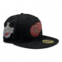 Detroit Red Wings Black Camo Cappy 2008 Stanley Cup Champs Patch Gray UV New Era 59FIFTY Fitted Hat