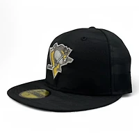 Pittsburgh Penguins Black Camo Cappy 2009 Stanley Cup Champs Patch Gray UV New Era 59FIFTY Fitted Hat