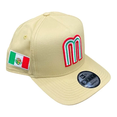 Mexico Vegas Gold with Mexico Flag Patch New Era 9FIFTY A-Frame Snapback Hat