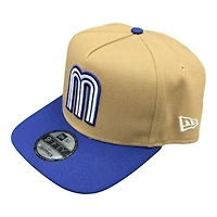 Mexico Khaki Brown and Royal with Mexico Flag Patch New Era 9FIFTY A-Frame Snapback Hat