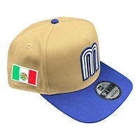 Mexico Khaki Brown and Royal with Mexico Flag Patch New Era 9FIFTY A-Frame Snapback Hat