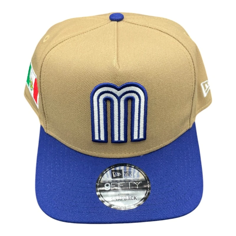 Mexico Khaki Brown and Royal with Mexico Flag Patch New Era 9FIFTY A-Frame Snapback Hat