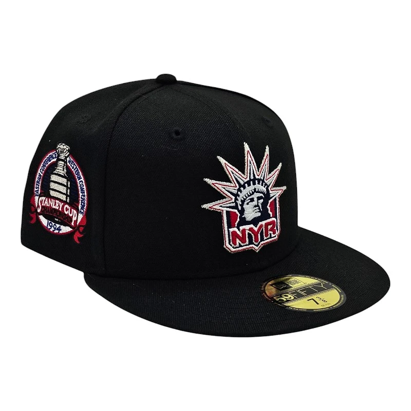New York Rangers Black Leon the Lab 1994 Stanley Cup Champs Patch Gray UV 59FIFTY Fitted Hat