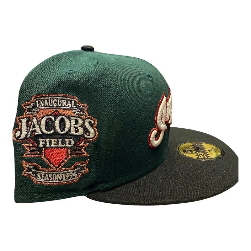 Cleveland Indians Green and Black Jacobs Field Patch Gray UV New Era 59FIFTY Fitted Hat