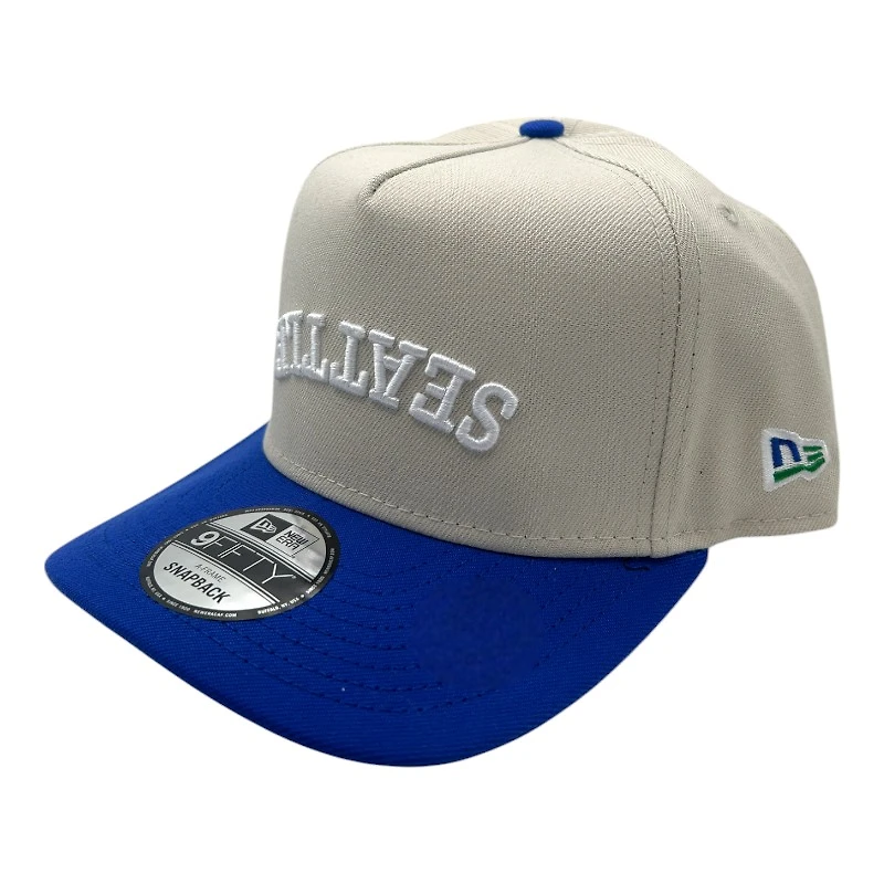 Seattle Seahawks Gray and Royal Blue Upside Down Seattle New Era 9FIFTY A-Frame Snapback Hat
