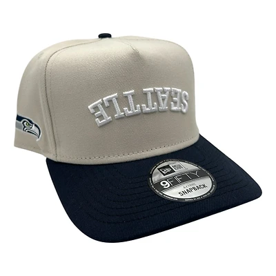 Seattle Seahawks Gray and Navy Upside Down Seattle Seahawks Patch New Era 9FIFTY A-Frame Snapback Hat