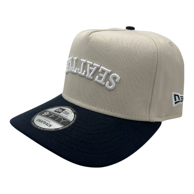 Seattle Seahawks Gray and Navy Upside Down Seattle Seahawks Patch New Era 9FIFTY A-Frame Snapback Hat