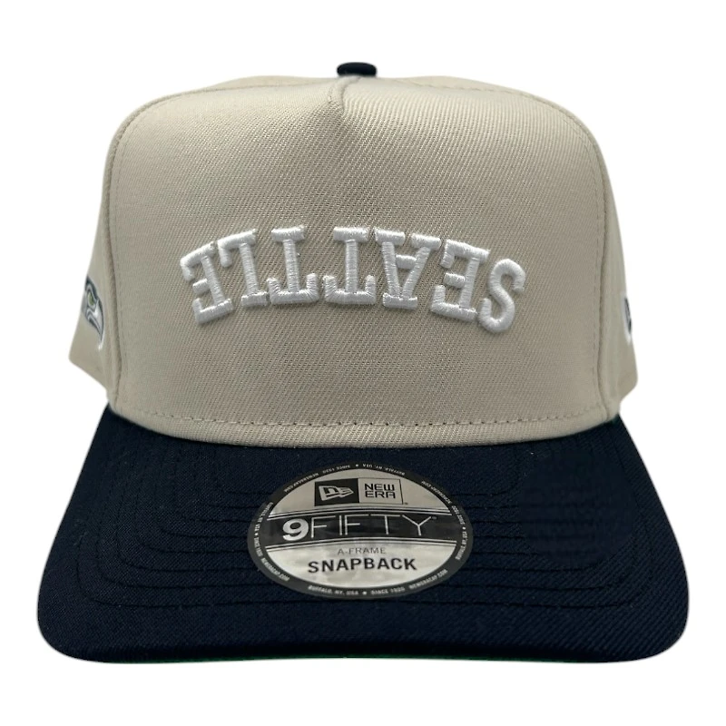 Seattle Seahawks Gray and Navy Upside Down Seattle Seahawks Patch New Era 9FIFTY A-Frame Snapback Hat