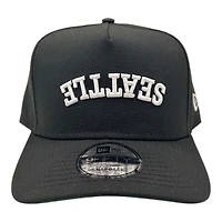 Seattle Black and White Upside Down City Name New Era 9FIFTY A-Frame Snapback Hat