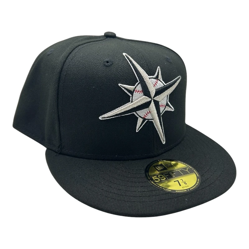 Seattle Mariners Black and White Compass Logo UV New Era 59FIFTY Fitted Hat