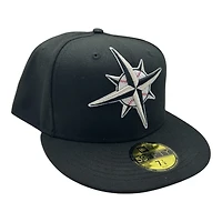 Seattle Mariners Black and White Compass Logo UV New Era 59FIFTY Fitted Hat