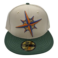 Seattle Mariners Tan and Green Compass Logo Pink UV New Era 59FIFTY Fitted Hat
