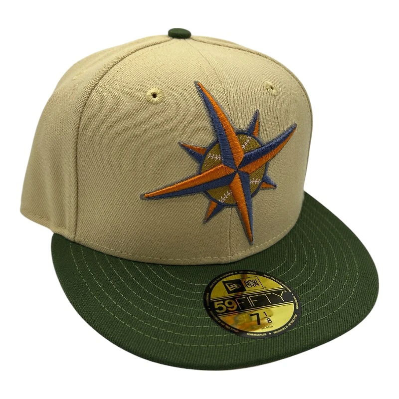 Seattle Mariners Tan and Green Compass Logo Pink UV New Era 59FIFTY Fitted Hat